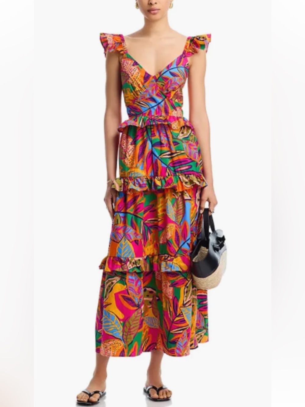 Aqua Ruffled Tiered Maxi Dress
